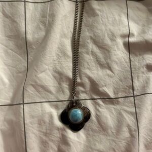 LARIMAR and sterling silver flower necklace from D.R.